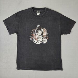 Fender Guitars by Da Vinci Black Crewneck‎ T Shirt Mens Large Vintage Rock